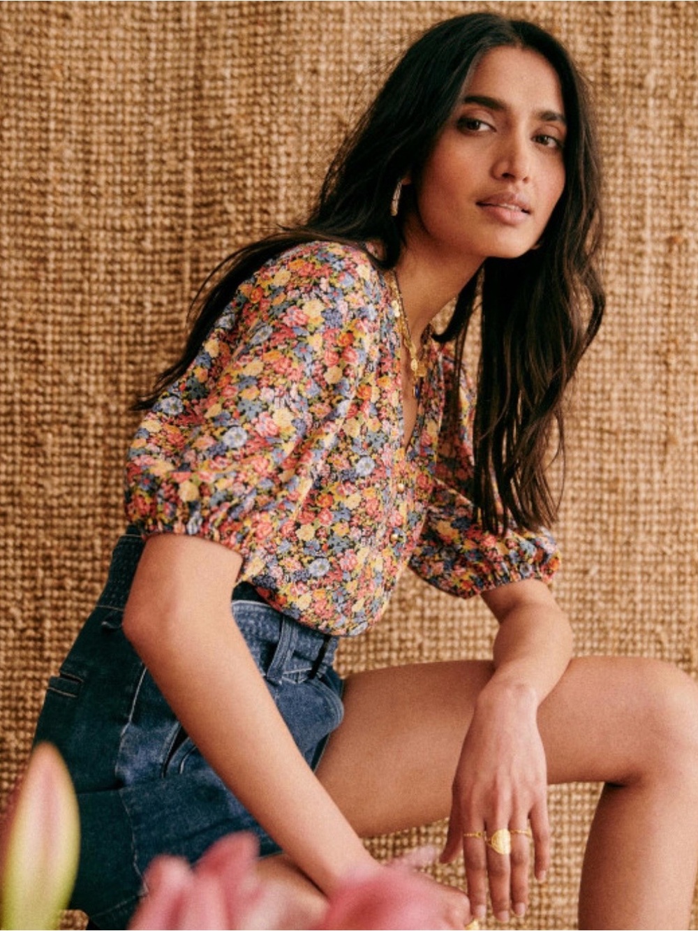 Sézane Paula Blouse in Sunflower Print - Picture 2 of 8